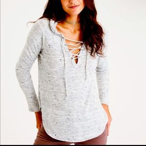 American Eagle Soft and Sexy Plush Lace Up Hoodie